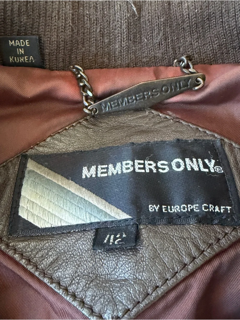 Members Only Brown Leather Bomber Jacket - Picture 4 of 6